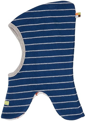 loud + proud Unisex Kinder Schlupfmütze Ringel, GOTS Zertifiziert Sturmhaube, Ultramarine, 42-44 EU