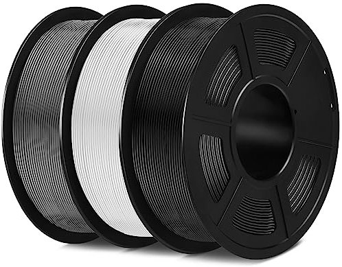SUNLU PLA Filament Mehrfarbiges Set, Sauber Gewickelt 3D Drucker Filament PLA 1.75mm, Maßgenauigkeit +/- 0,02mm, Passend Für Sie Meisten FDM 3D Drucker, 1KG 3D Filament, 3 Pcs. (Schwarz+Weiß+Grau)