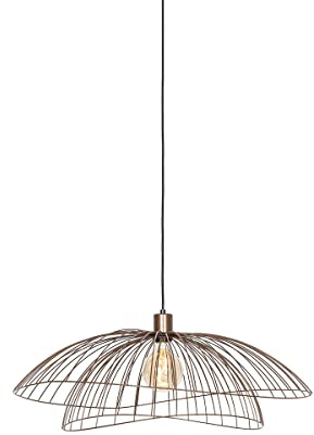 Qazqa Esstisch Design Pendelleuchte, Pendellampe - Pua - Bronze, Rund, 66cm, Ideal als Esszimmerlampe und Wohnzimmerlampe