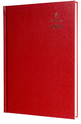 Collins Debden Standard Desk Terminplaner 2024, A4, Wochenansicht, Business-Planer und Organizer, Rot, 40.15-24