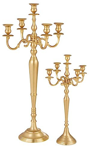 J-Line Kerzenhalter 5 Arme Aluminium Matt Gold Large, 96534