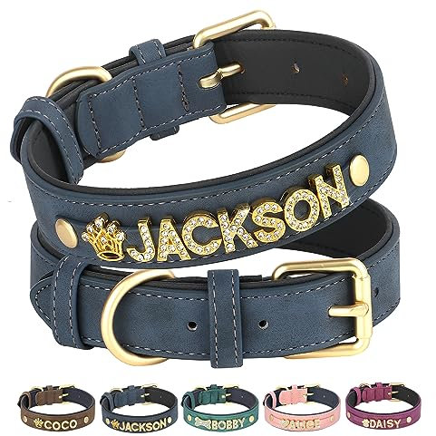 PET ARTIST personalisiert Leder Kristall Hundehalsband mit Bling Name Buchstaben, benutzerdefinierte Funkelnde Strass Hundehalsband für kleine mittlere große