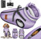 TRESKO® Hundejacke Winter mit Reflektoren inkl. 15 Stück Kotbeutel + Spender | Hunderegenmantel wasserdicht | Hundemantel mit Geschirr | Hunde Winterweste gefüttert (XXL, Lila)