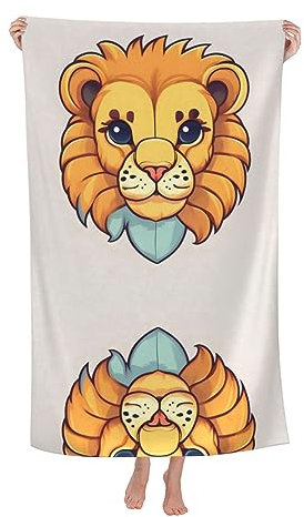 AthuAh Cartoon Cute Little Lion Mikrofaser Badetuch, wasserabsorbierend, Strandtuch, geeignet für Reisen, Schwimmen, Camping usw.