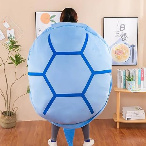Turtle Power Shell, riesiges Schildkrötenkissen, tragbar, tragbar, Schildkrötenmuschel-Kissen, lustiges Cosplay-Plüschspielzeug, Geschenk für Kinder und Erwachsene (blau, 120cm)