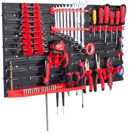 Werkzeugwand Lagersystem Wandregal 77x39 cm Werkzeughalterungen, Stapelboxen Schüttenregal Sichtlagerkästen, Starke Wandplatten, Regal Erweiterbar, Werkstattregal Lagerregal Werkstattwandregal (MAG1)