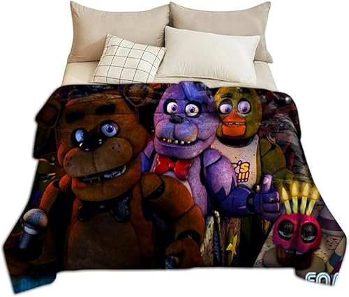 Aayahakawa Bonnie FNAF Decke, Cartoon-Anime-Druck, weich, flauschig, Flanell, Mittag- und Schlafdecke, ideal für alle Jahreszeiten, als Geburtstagsgeschenk, 80120 cm, chuangdan02