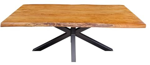 Riess Ambiente Massivholz Esstisch Mammut 200cm Akazie schwarz Metall Baumkante 5cm Tischplatte Küchentisch Esszimmertisch Konferenztisch