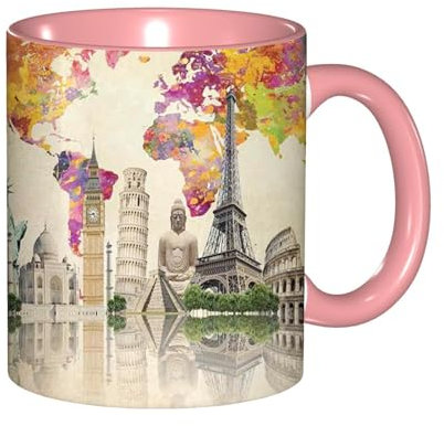 Peiyeety Travel Classic Mug with Exquisite Printing,World 7 Wonders Europe Asia,for Men Women Valentine's Day Gifts, for Homes, Offices, and Various Restaurants,Green,P