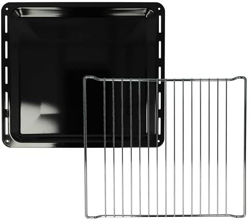 vhbw Set de 2 uds. (1x bandeja de horno, 1x rejilla) compatible con Zanussi ZO985, ZOC25601, ZOS865, ZO656, ZO682 hornos - 42,2 x 37 x 2 cm