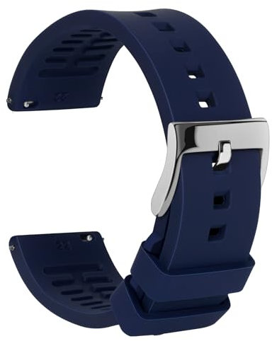 TStrap Bracelet Montre Silicone 22mm - Bleu Dégagement Rapide Intelligente Bracelets pour Homme Femme - Souple Caoutchouc Watch Strap Connectée Boucle Replacement - 18mm 19mm 20mm 21mm 22mm 24mm