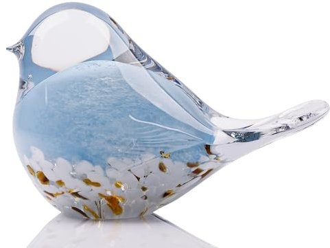 WUBIANJIE Statue d'oiseau en verre soufflé à la main - Presse-papier - Pour salon, chambre à coucher, bibliothèque, table basse - Décoration d'intérieur (bleu)
