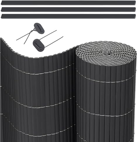 JORON PVC Sichtschutzmatte, Balkon Sichtschutz mit Kabelbindern, Sichtschutzzaun Wasserdicht Windschutz für Garten, Balkon und Terrasse (Anthrazit, 140x400cm)