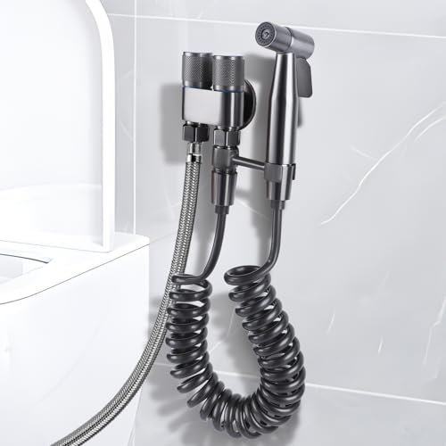 Toilet Bidet Spray Kit, Hand Bidet Spray Kit for Toilet with Complete Accessories, Wall or Toilet Holder, Bathroom Stainless Steel Spray Kit for Personal Hygiene