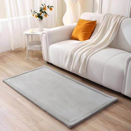 Wolkenweiche Spielmatte Baby 150x80x2,5cm, grau – Kinderzimmer Teppich mit hochwertigem Memory-Schaum – Krabbelmatte Baby mit Rutschfester Unterseite – Krabbeldecke, Kinderteppich, Tatami Matte