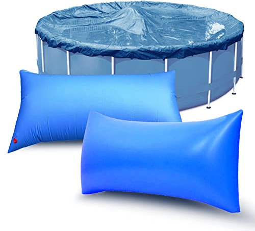 Cojín de Piscina Invierno Rectangular 8×4ft, Cojín de Piscina Invernación, Cobertor Piscina Evitar Hojas Invierno, Cojín de Aire Azul Lonas para Tapar Piscinas Cobertor de Piscina Invierno (2 Piezas)