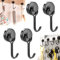 4 pezzi Ganci Magnetici Potente, 16mm Ganci Magnetici Extra Resistenti, Gancio Magnetico, Magnete Con Ganci, Ganci Magnetici Neodimio, Calamite Potenti, per Cucina, Camera da Letto, Ufficio, Nero