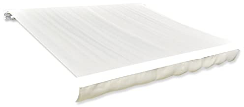 Baziroo Markisenbespannung Canvas UV Markisenstoff Ausfahrbare Markise Markisen Ersatzstoff Wechseln Markisenstoff Außen Markisenstoff Sonnenschutz Stoff 580x295 cm Creme Polyester