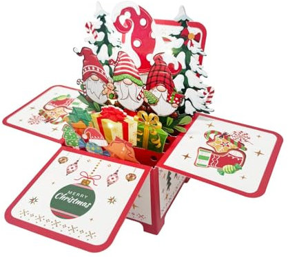 Generisch Interaktive Pop-Up-Weihnachtskarte, Musikalische Grußkarte mit Licht, Weihnachtsbaum Karte, Frohe Weihnachten für Kinder und Familie