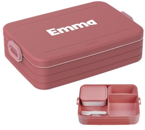Mepal Brotdose mit Namen To Go - Personalisierte Bento Lunchbox - Für 4 Sandwiches oder 8 Brotscheiben - Brotbox Erwachsene - BPA-frei & Spülmaschinenfest - 1500 ml - Large - Vivid mauve