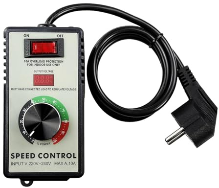 Drehzahlregler Motor AC220~240V Elektronischer Spannungsregler für Lüfter | Überlastschutz & RC-Absorption, hochpräziser Regelknopf, flammhemmendes Gehäuse, 10A Universalsteckdose für Winkelschleifer