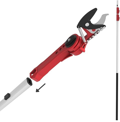 KAMIKAZE Tijera en Altura Telescópica Pértiga Longitud Ajustable hasta 4,5m. Mecanismo Poleas Reductor de Fuerza. Corte Cabezal Giratorio Cuchillas de acero SK5. Corta Ramas Telescopico