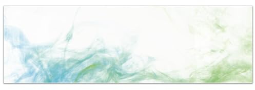 Küchenbild aus Acrylglas modernes Wandbild Glasbild Deko Küche XXL Bild wie Glas | 160x50cm Abstrakte Kunst – Farbige Rauchwolken, Blau & Grün