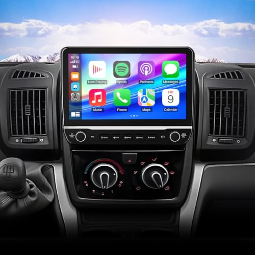 Double Din CarPlay Car Radio Stereo Compatible for Fiat Ducato 3 2006-2023 10 Touchscreen Car Radio Audio Receiver with Bluetooth Mirror Link GPS Navi SWC FM Radio AUX+ Reverse Camera+ MIC