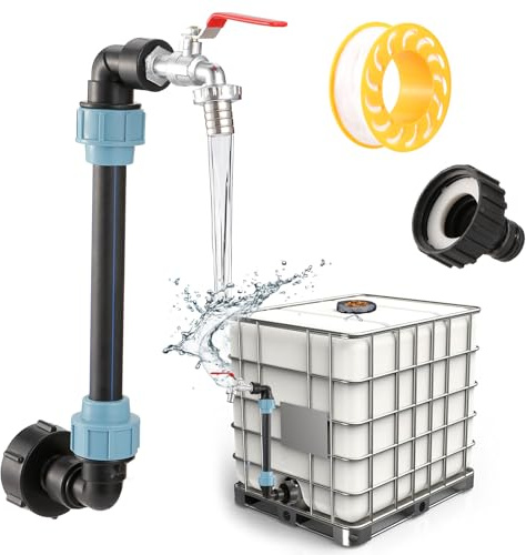 HonQiShiMY IBC-Wasserhahn-Set, Tankhahn 1000 Liter, IBC-Adapter mit Schwanenhals 3/4 Zoll, Anschluss 3/4 Zoll, langlebiges Material, Regenbehälter, Garten und Außenanwendungen