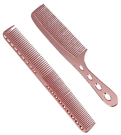 CALLARON 2 Pièces Peigne en acier inoxydable style démêlant peignes couper le de coiffure rose à cheveux de massage homme à fourche