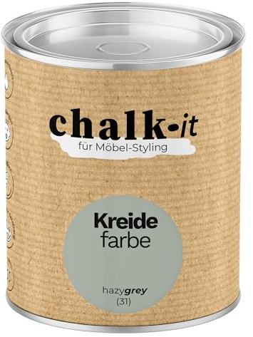 chalk-it Kreidefarbe 125ml (31) Hazy Grey Möbel Farbe Shabby Chic Holzlack | Natur Vintage Look Möbellack Erfüllt EN71-3 Sicher Kindermöbel Spielzeuge
