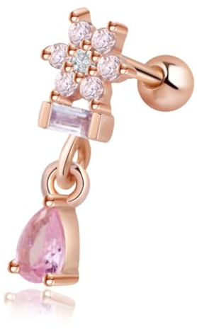 Miss Lovie Helix Piercings Aus Silber 925 Als Ohrstecker, Tragus Piercing Rosegold Mit Funkelnden Zirkonia Steinen, Geliefert In Schmuck Geschenkbox