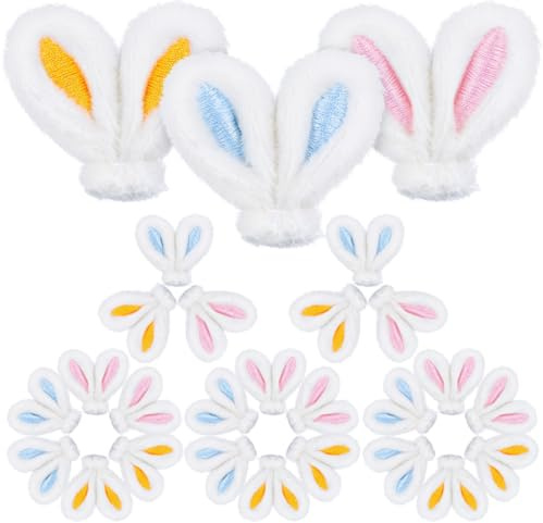 SOLUSTRE 30 Stück Teiliges Mini Plüsch Hasenohren für DIY Basteln Weiche Bunny Ohr Anhänger Blau Gelb Schmuck Dekoration für Scrapbook Haarspangen Kleidung Zubehör