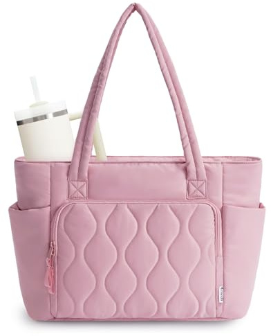 Ceneda Tote Bag Damen 20L, Leichte Puffy Shopper Tasche mit 15,6 Zoll Laptopfach, Handgepäck Tasche für Flugzeug mit Getränkehalter & Kofferaufsteckfunktion, Arbeitstasche für Büro & Uni