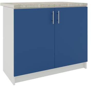 JD Greta Fixed Height 1000mm Kitchen Sink Base Cabinet Floor Unit with 38mm Worktop – Navy Matt
