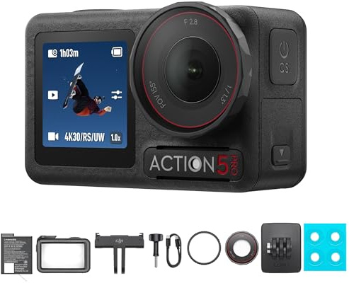 DJI Osmo Action 5 Pro Pack Estándar, cámara Deportiva, Sensor 1/1.3, vídeo 4K/120 fps, Seguimiento de Objetivos, estabilización, 2 Pantallas táctiles OLED (Standard Combo)