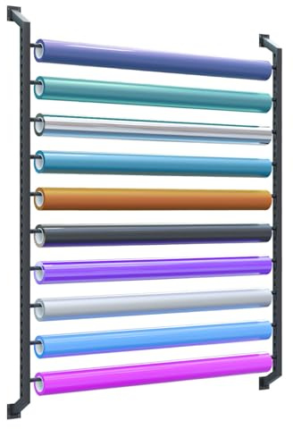 Vinyl Roll Storage Rack - Adjustable Wall-Mounted Organizer for Car Wraps, Window Films, Wallpaper & Fabric Rolls, Holds 8 Rolls Multi-Use Design