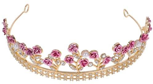 CIMAXIC Rose Crown Princess Handmade Crown for Women Bride Wedding Headband Tiaras for Women