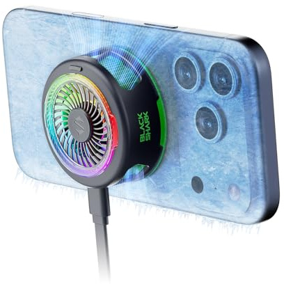Black Shark FunCooler 6 Magnetic Phone Cooler für Gaming, Tragbarer Handy Kühler mit RGB-Beleuchtung, Handy-Kühlventilator für iPhone Magnetischer Series/Tablet/iPad (Schwarz)