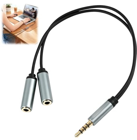 Splitter Audio Jack 3.5mm, Adaptateur Audio Jack 3,5mm Mâle vers Double 3,5mm Femelle Splitter Audio et Micro pour Casque Gaming PS4 Xbox PC Tablette Smartphone Connexion Microphone Écouteurs Séparés