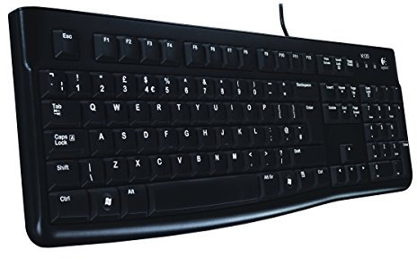 Logitech Clavier filaire K120 pour Windows, connexion USB, saisie silencieuse, robuste, résistant aux éclaboussures, support de clavier réglable, disposition Magyar QWERTY - noir, 1 pièce