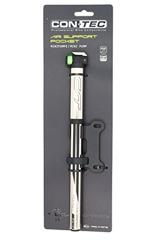 CONTEC Minipumpe Air Support Pocket Chrome 8 bar/ 120psi, für alle Ventile SB-verpackt, Aluminium, kompaktes FlipValve Pumpenkopf-System, einfachste Bedienung per Hebel am Kopf, der FlipValve Head ist mit einem flexiblen Schlauch verbunden und kann bis zu