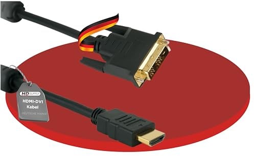 HDSupply HDMI DVI Kabel High Speed Ethernet vergoldete Kontakte 0,5m | Full HD 1080p, vergoldete Kontakte, Ferrit-Filter, Ethernet (HEAC) und 10,2 Gbit/s für stabile Signalübertragung