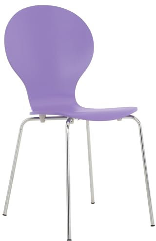 CLP Stapelstuhl Diego I Komfortabler Esszimmerstuhl I Metallgestell, Holzsitz I Ergonomisches Design I Platzsparend In Esszimmer Und Küche, Farbe:lila