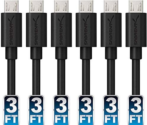 SABRENT Micro USB Kabel Schnellladekabel (6 Stück x 90cm) High Speed Ladekabel 5V-3A (CB-UM63)