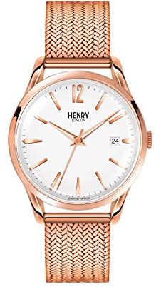 Henry London Unisex Analog Quarz Uhr mit Edelstahl Armband HL39-M-0026