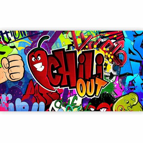 murando - Fototapete XXL Graffiti 500x280 cm - Foto Tapete Schlafzimmer Wohnzimmer Moderne Vliestapete XXL Wandtapete Motivtapeten Bildtapete 3d Effekt Wand Dekoration - bunt Chili i-A-0114-a-a