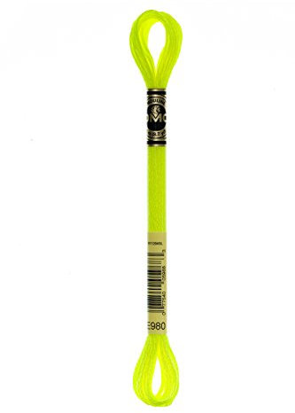 DMC 317W-E980 Polyester-Sticktwist mit Lichteffekten, 8 m, Neongelb