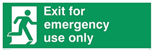 Viking Signs SB415-L31-V LandscapeExit For Emergency Use Only Sign, Vinyl, 100 mm H x 300 mm W,Green