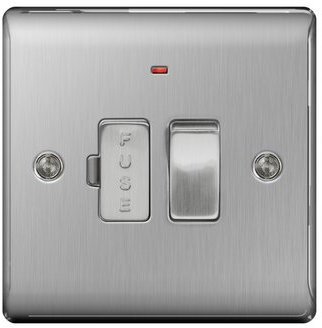 BG Electrical NBS52 Nexus Metal Brushed Steel 13A DP Switched Fused Connection Unit c/w Neon